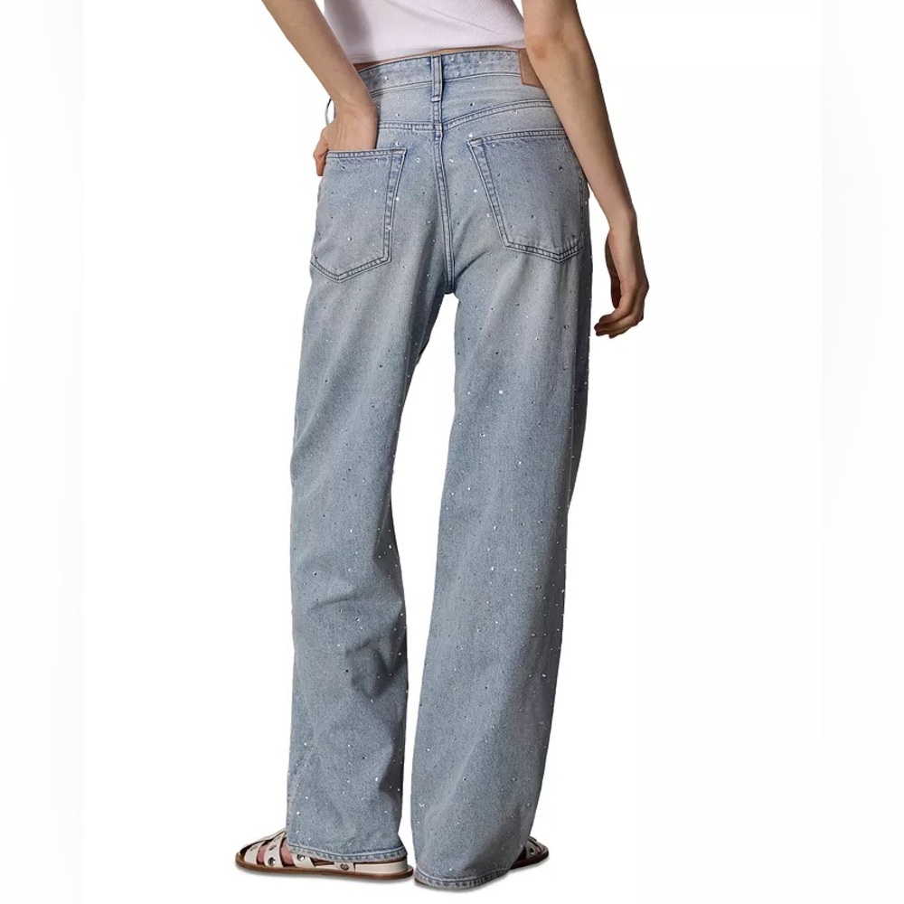 NEW RAG & BONE Logan Wide Leg Jeans in Missy With Rhinestone Jewel sz 29 $358 - Picture 3 of 12